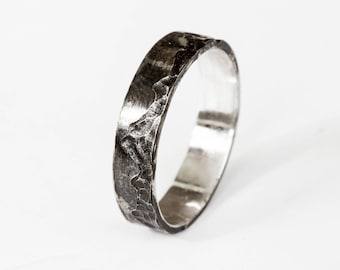 Mountain sterling silver mens wedding band, sterling silver wedding ring, mountain ring