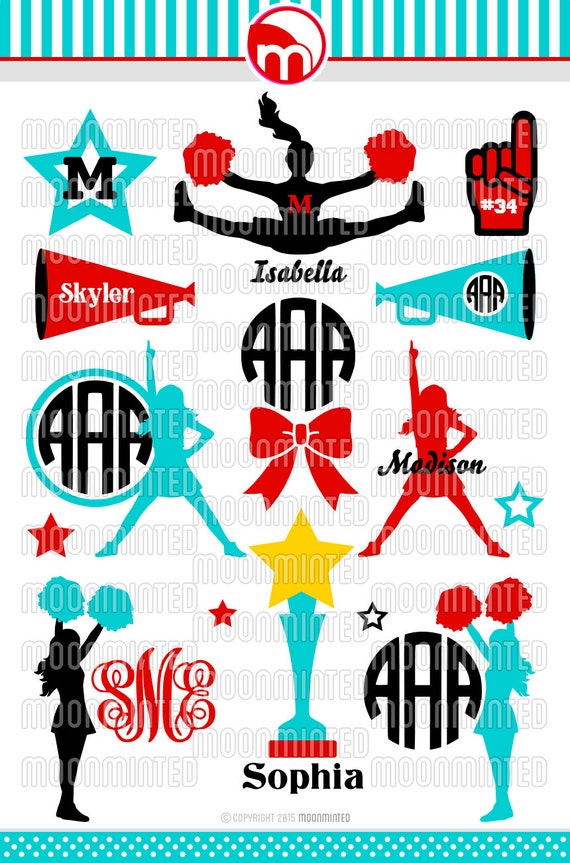 Download Cheer SVG Cut Files Monogram Frames for Vinyl Cutters