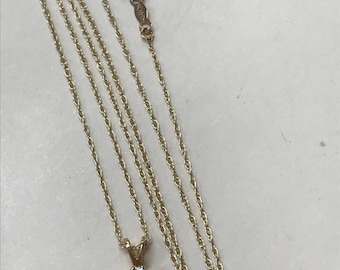 Gorgeous 14K Yellow Gold Amethyst Diamond Pendant 18" Necklace