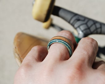 Recycled Skateboard Ring + Necklace Chain - Wood Ring Made from Recycled Skateboard - Repurposed, Upcycled Skateboard Ring For Men & Women