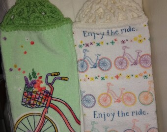 SET: Enjoy the Ride (on a bicycle) Hanging Kitchen Towel