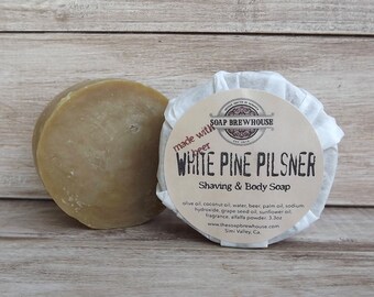 White Pine Pilsner/ Beer Soap/ Body & Shaving Soap/Shaving Puck/Men's Grooming