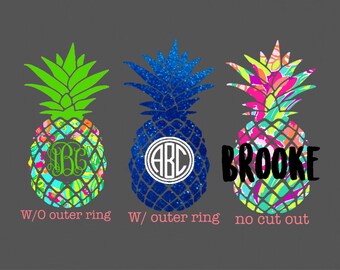 Lilly Pineapple monogram decal- pineapple decal - Yeti Decal - Monogram Decal - Laptop Decal- Car Decal