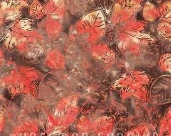 Batik Leaves "Gravel"-Hoffman Fabrics-BTY