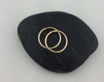 Gold Sleeper Hoop Earrings, Tiny Solid Gold Hoops, 14k, 18k, 22k Sleeper Earrings, Sleeper Hoops, Solid Rose Gold, Tiny Gold Earrings