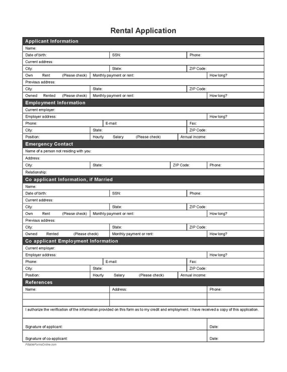 Fillable Rental Application Form Fill Out And Sign Pr 5945
