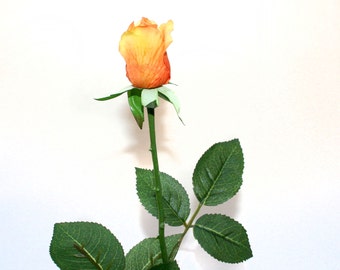 Light Orange Gina Rose Bud - Barely Blooming - Artificial Flowers, Silk Roses - PRE-ORDER