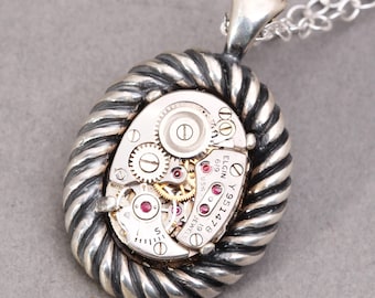Mens Sterling Silver Necklace Steampunk Necklace Mens Steampunk Necklace
