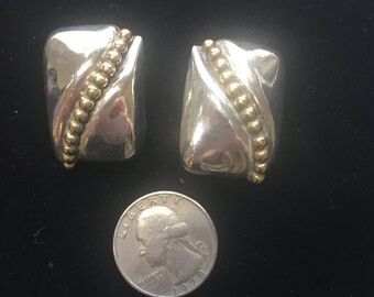 Sterling silver rectangular earrings