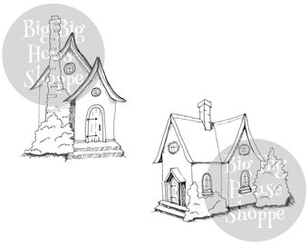 Hand Drawn Tiny Cottages 8x10 Digital Download