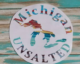 Michigan unsalted decals, sunset, watercolor, state decals, custom decals, kayak decal, made in Michigan, car decals, beach decals