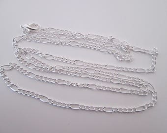 80 cm sautoir collier chaîne maillon figaro 7 x 3.5 mm en métal argenté clair