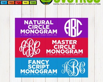 Circle Monogram SVG Master Circle SVG Fancy Monogram SVG Commercial Free Cricut Files Silhouette Files Cut File Bundle