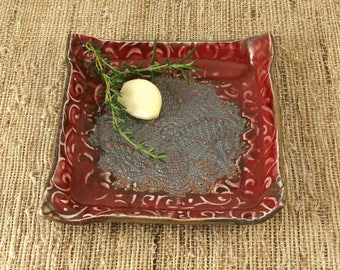 Garlic Plate, Pottery Garlic Grater Dish, Handmade Pottery Plate, Bread Plate, Dipping Dish, Foodie Gift, Chefs Gift, Housewarming Gift 701