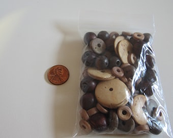 Large Wood Beads, Mixed Lot Wood Beads, 10mm to 24mm, Destash Beads