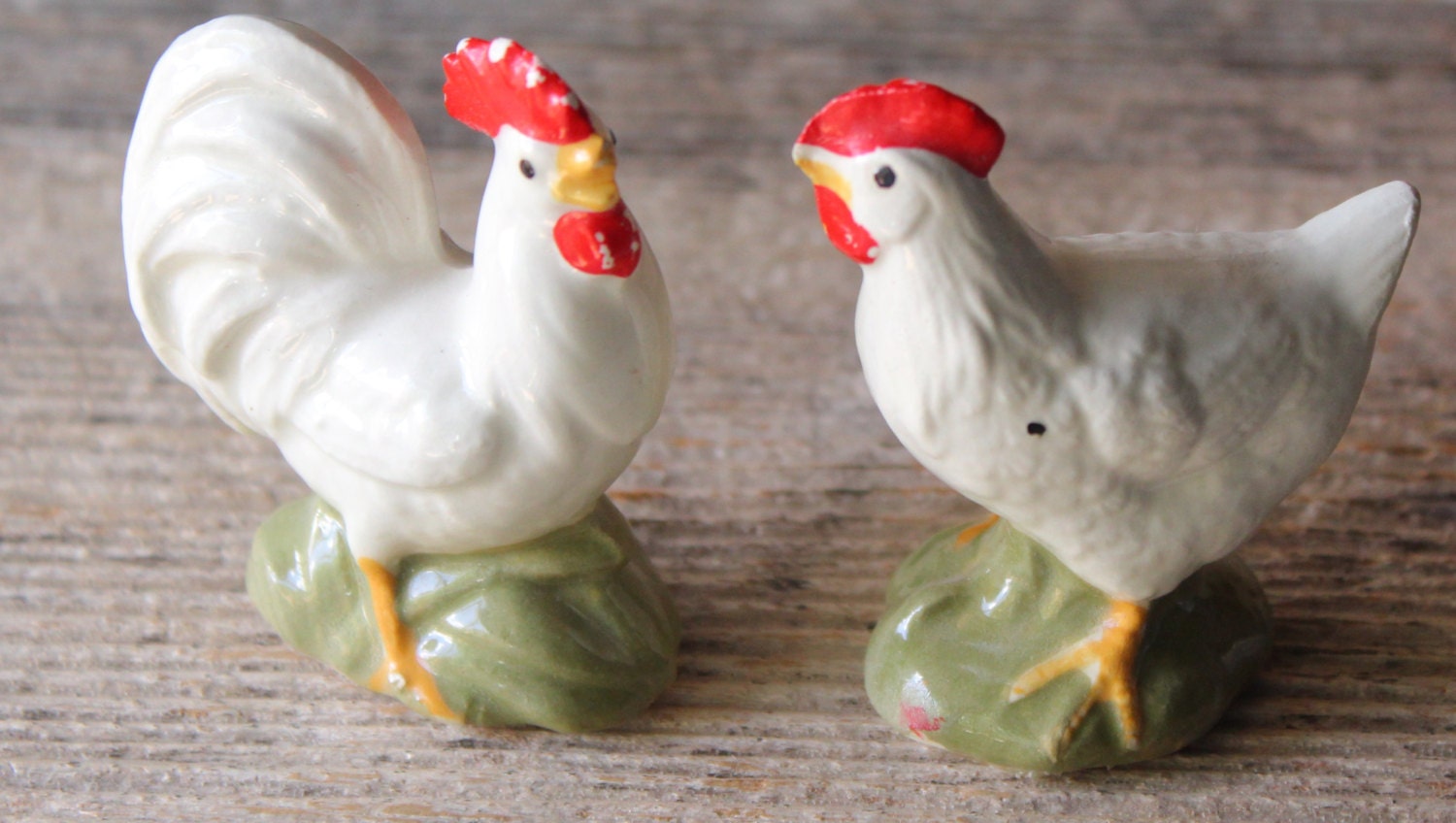 Miniature Rooster and Hen Chicken Figurines