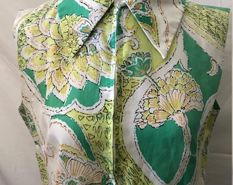 Vintage 1960's Green Floral Dress/Skort/Coverup