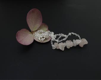 Rose Quartz Necklace/ Quartz Necklace/ Gemstone Necklace/ Bar Necklace/ Minimalist/ Healing/Gift/ Free Shipping
