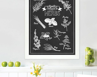 Culinary Herbs - 11x14 print - Kitchen Art, Green, Home, Decor, Culinary, Gourmet