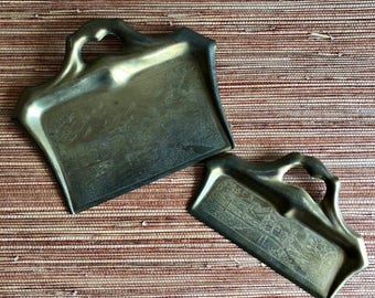 vintage brass crumber crumb catcher silent butler chinoiserie