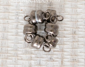 6mm Gunmetal Magnetic Barrel Clasps, Gunmetal 6mm Plated Barrel Clasp, 6mm Gunmetal Black Oxide Magnetic Clasp, 2401, Strong Magnet Clasp