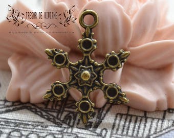 Set of 10 QZW045 charms, Bronze, snowflake, snow