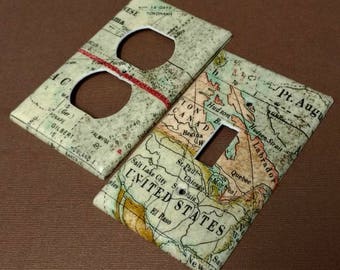 World Map Atlas Nautical Light Switch Covers Outlet Covers