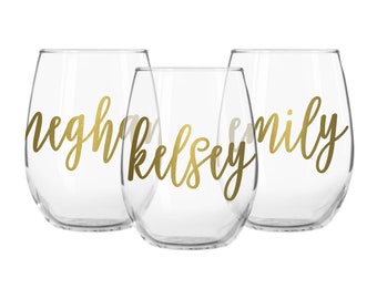 Personalized stemless wine glasses, wine glass with name, personalized wine glass, personalized wine glasses, friend wine glasses