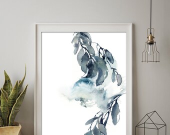 Abstract Botanical Art Print,Floral Watercolor Painting, leaves eco style print, watercolor print, modern wall art print