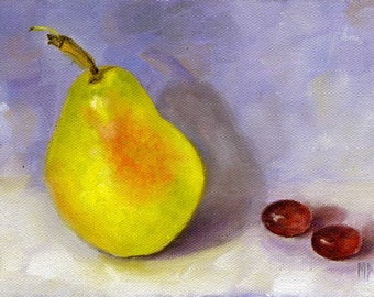 Original Painting Pear, Kitchen art, Still life painting, kitchen decor, oil painting, Wall decor