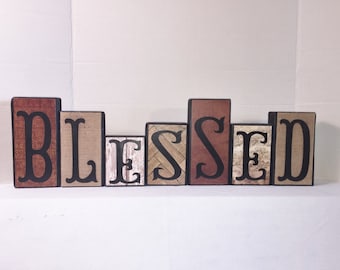 Rustic Wood Home Decor -- BLESSED -- Home Decor -- Neutral Colors