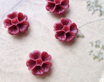 13 mm Umber Red Morning Glory Resin Flower (.ss)