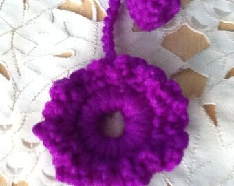 Fall Blooming Purple Flower Handmade Crochet Necklace