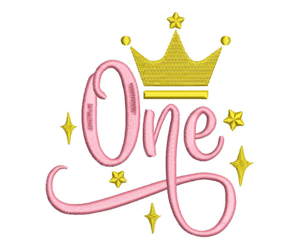 Download First Birthday One Number 1 Crown Machine Embroidery