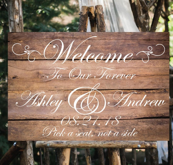  Rustic wood print Welcome sign Rustic wedding sign Printed