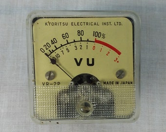 Vintage Kyoritsu Electrical VR-2P VU Panel Meter Made in Japan