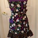 Adjustable Women’s Apron/ Day of the Dead, Dia de Muertos Apron/ Skull Theme Apron Black, Bright Rainbow of Color, White Skulls