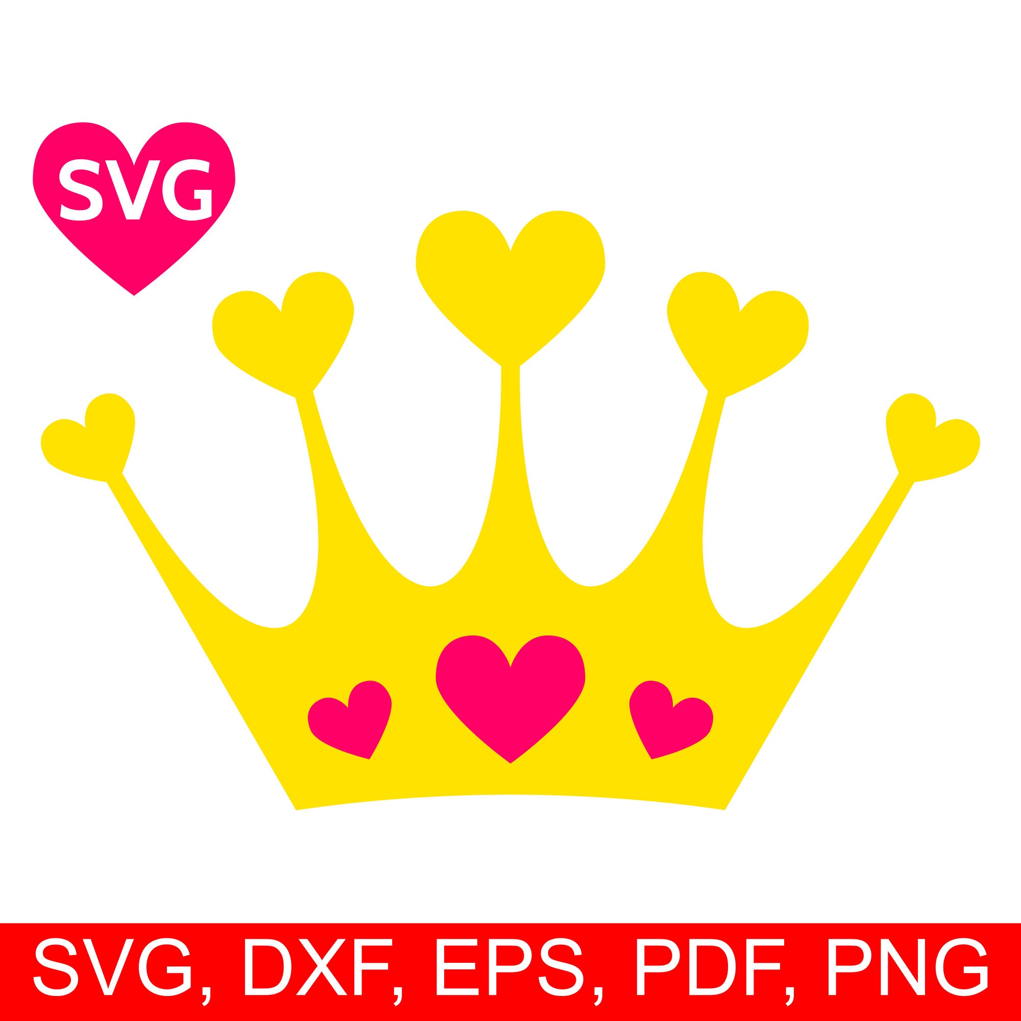 Download Hearts Crown SVG, Love Tiara printable clipart, a beautiful Love Crown with Hearts gems for a ...