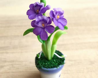 Miniature Flower,Miniature Flower Pot,Miniature Orchid,Dollhouse Flower,Miniature Garden,Dollhouse Orchid,Clay Flower