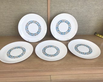 Vintage Temporama china Dinner Plates by Cannonsburg, Mid Century Modern Atomic Era