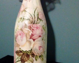 Beautiful wine bottle with rose