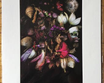 Botanicals Print on fine art canvas. Mounted ready for framing