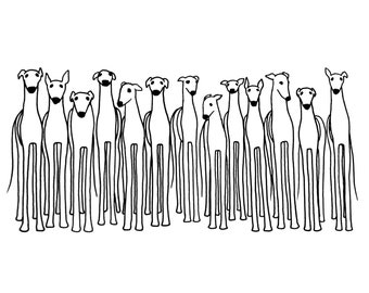 DIGITAL DOWNLOAD - Printable Greyhound Art, Greyhound Download, Black and White Greyhound, Greyhound Drawing, Greyhound Adoption