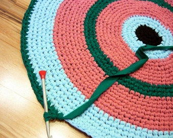 Rag rug, 120 cm, Round Rug, Crochet Rug, Cotton rug, Pet friendly, Custom colors