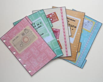 Divisores de Filofax tamaño bolsillo - hecho a mano y laminados