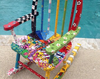 SALE!!! Vintage Hand painted kids rocking chair