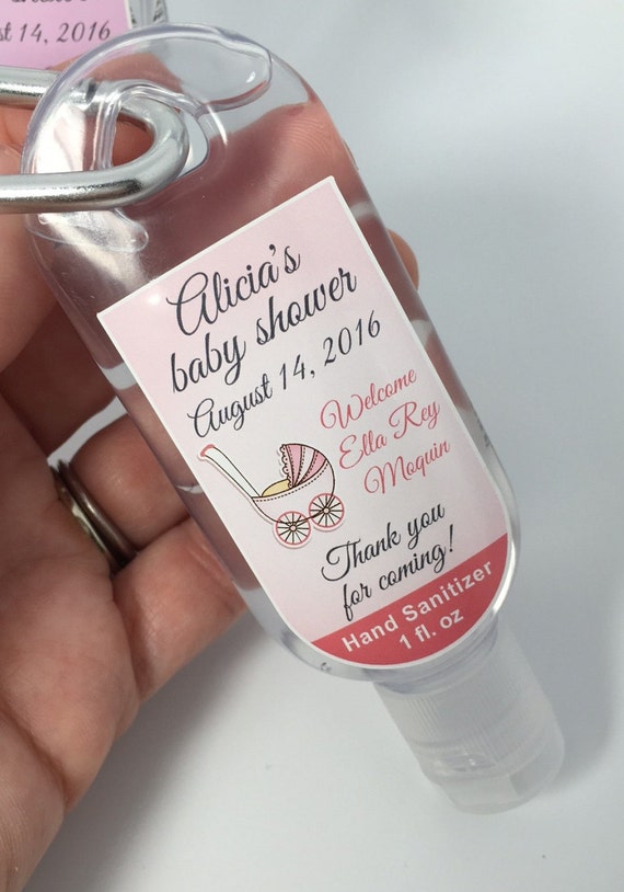 Personalized Baby Shower 1oz Clip Hand Sanitizer Party Favor