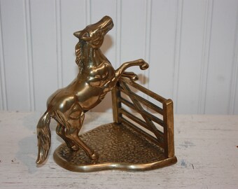 Brass Horse Bookend, One Brass Bookend, Horse Bookend, Brass Bookend, Equestrian Home Decor, Brass Horse Bookend, Horse Bookend in Brass