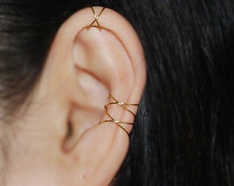 Ear cuff,Cartilage Earrings,Criss Cross,Boho,Fake Conch piercing,Earcuff,Ear Jacket,Christmas,Holiday,Best Selling,Trending Item