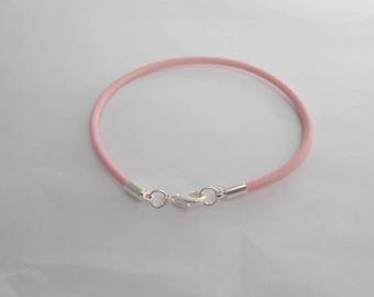 Bracelet pink leather European style with clasp 20 cm. (9272882)